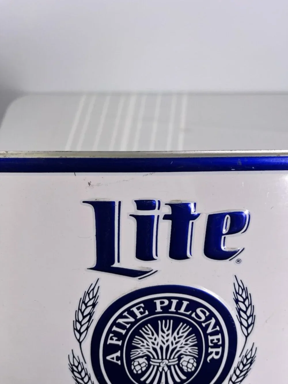 Vintage 80s Miller Lite Embossed Metal Beer Sign Advertising Man Cave Tavern